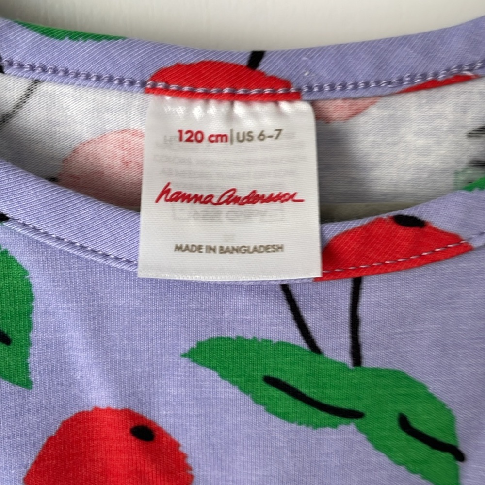 NEW Hanna Andersson Cherry Print Dress 120 cm (size 6-7) - Picture 3 of 3